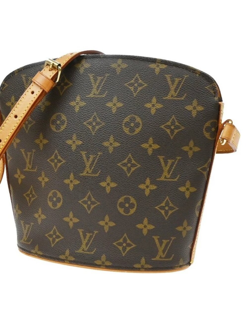 LOUIS VUITTON Logo Drouot Shoulder Bag Monogram Leather Brown M51290 77KD664